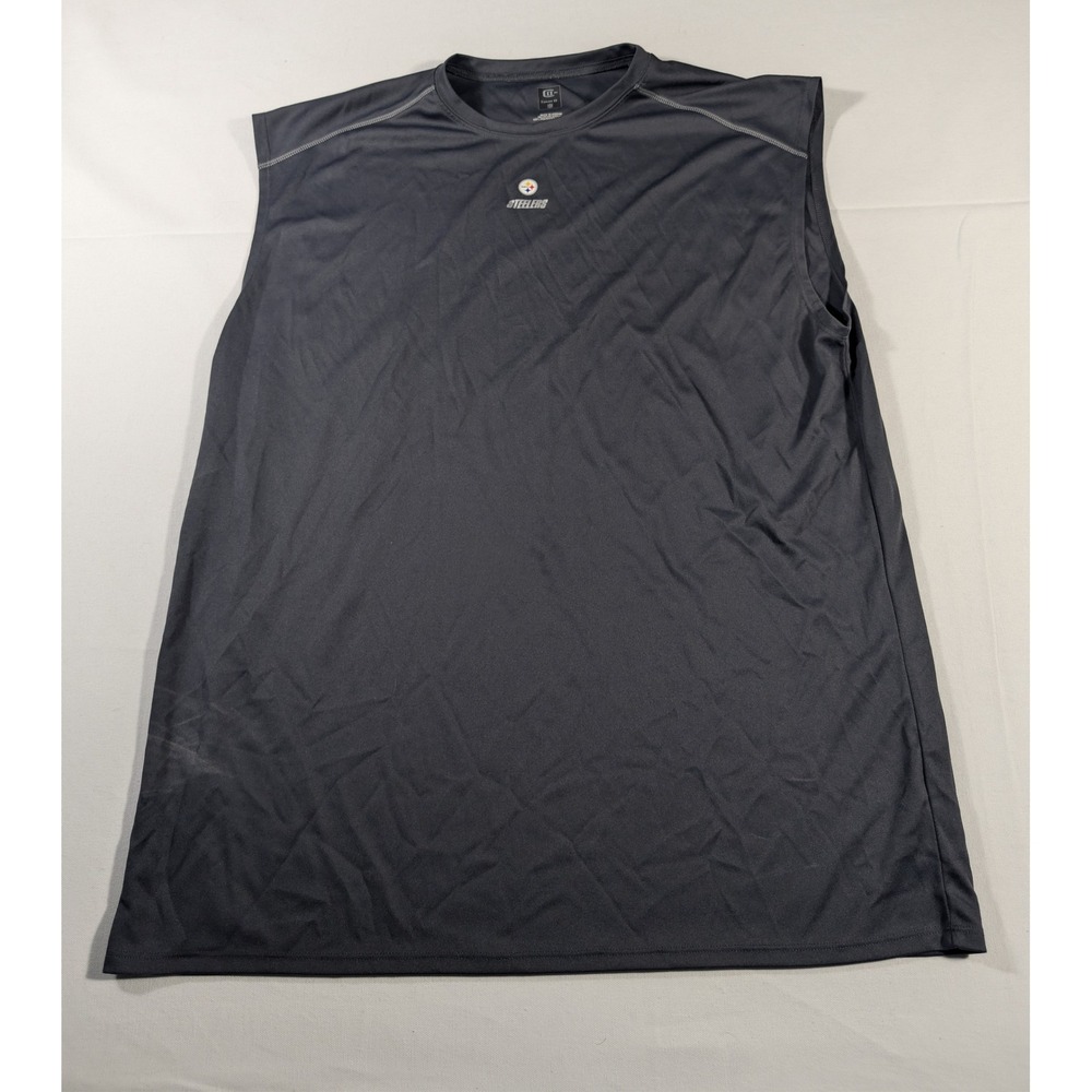 NFL Performance Tank Men XL Gray Pittsburgh Steelers Cover II Sleeveless Shirt